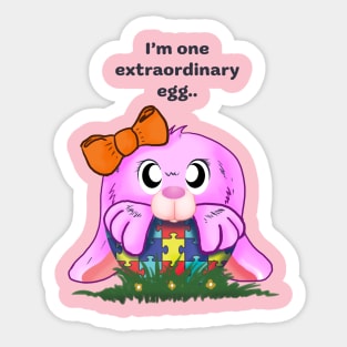 Extraordinary Bunny Autism Pink T Shirt Sticker